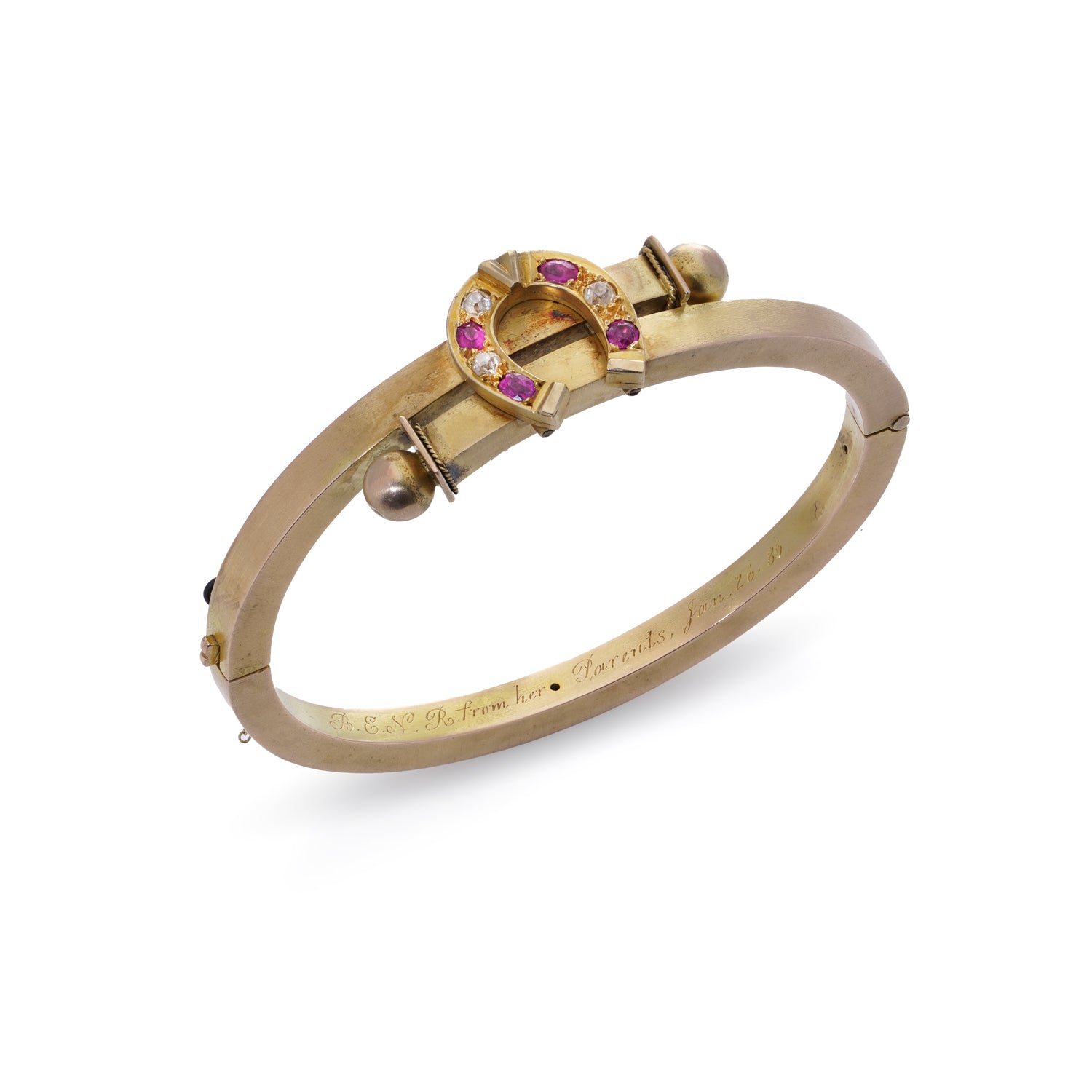 Antique Ruby & Diamond Horseshoe Bangle - Wildsmith Jewellery