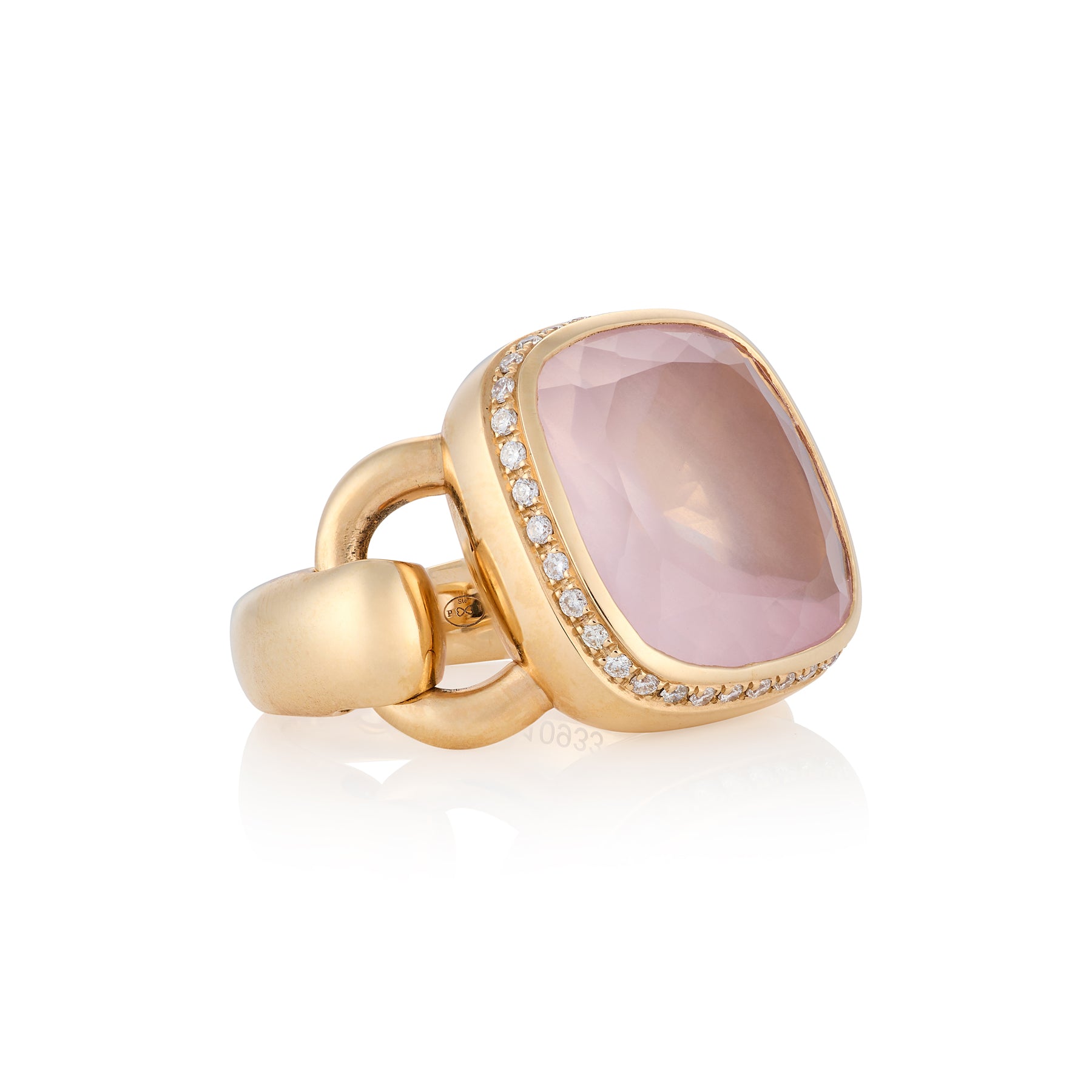 18ct Rose Gold, Rose Quartz & Diamond Ring by Poiray - Wildsmith Jewellery
