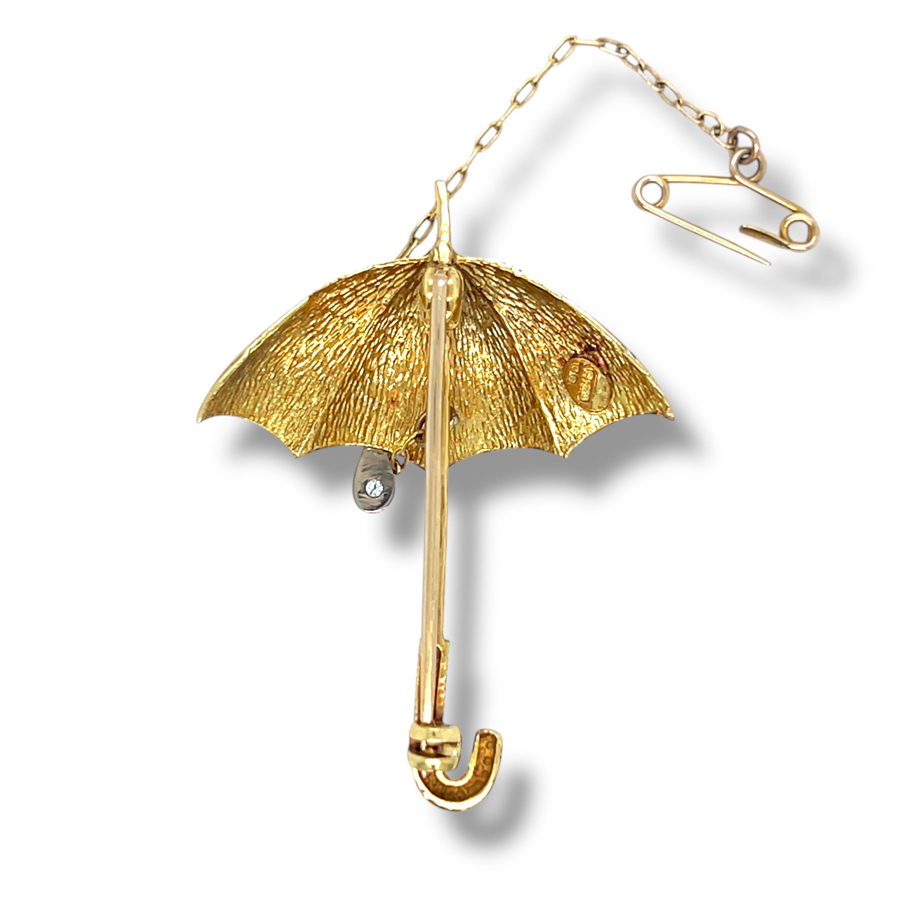 Vintage Gold & Diamond Umbrella Brooch - Wildsmith Jewellery