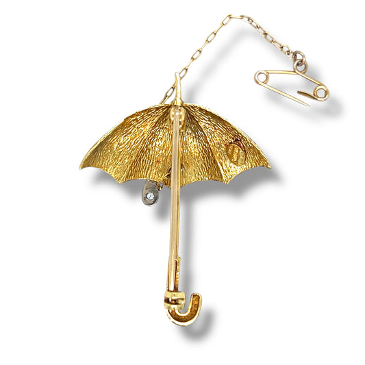 Vintage Gold & Diamond Umbrella Brooch - Wildsmith Jewellery