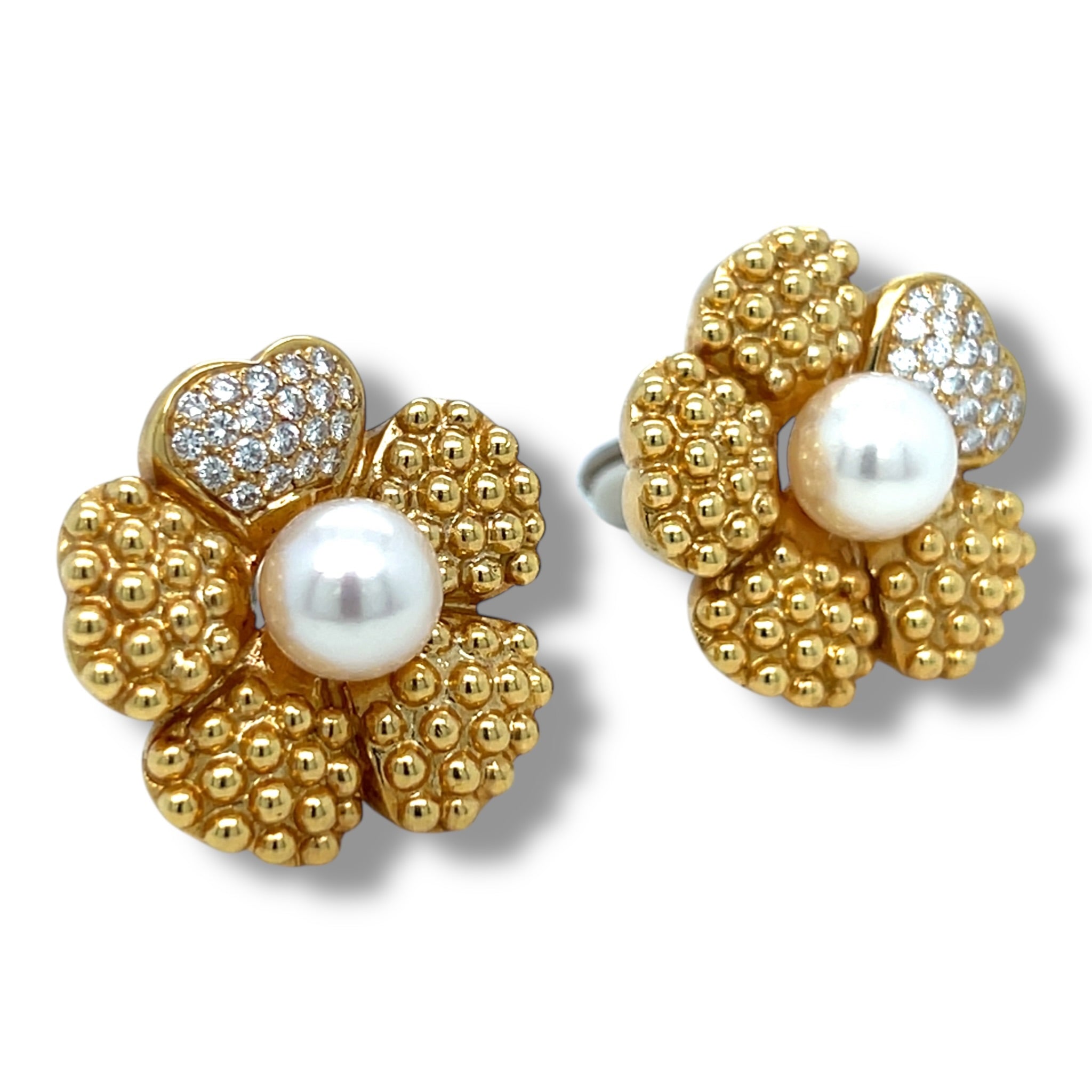 Akoya Pearl & Diamond Earrings by Fred, Paris - Wildsmith Jewellery