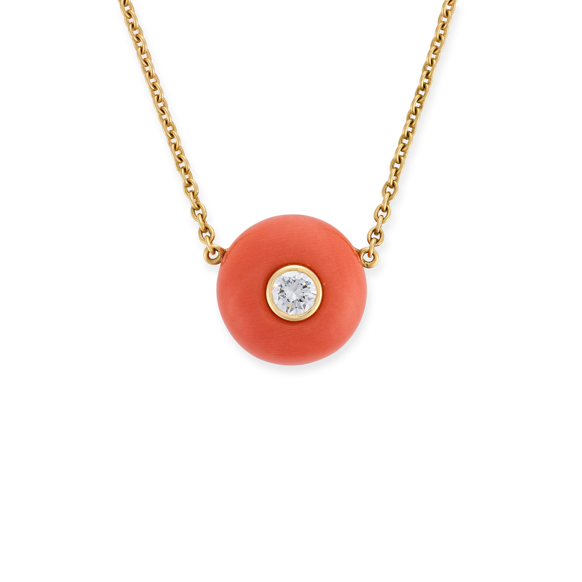 Vintage Coral & Diamond Pendant - Wildsmith Jewellery