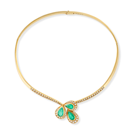 Emerald & Diamond Clover Collar Necklace - Wildsmith Jewellery