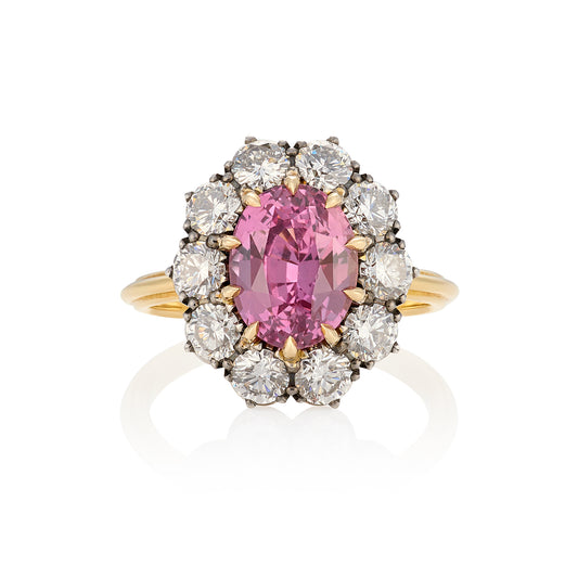 Pink Sapphire & Diamond Georgian Revival Ring