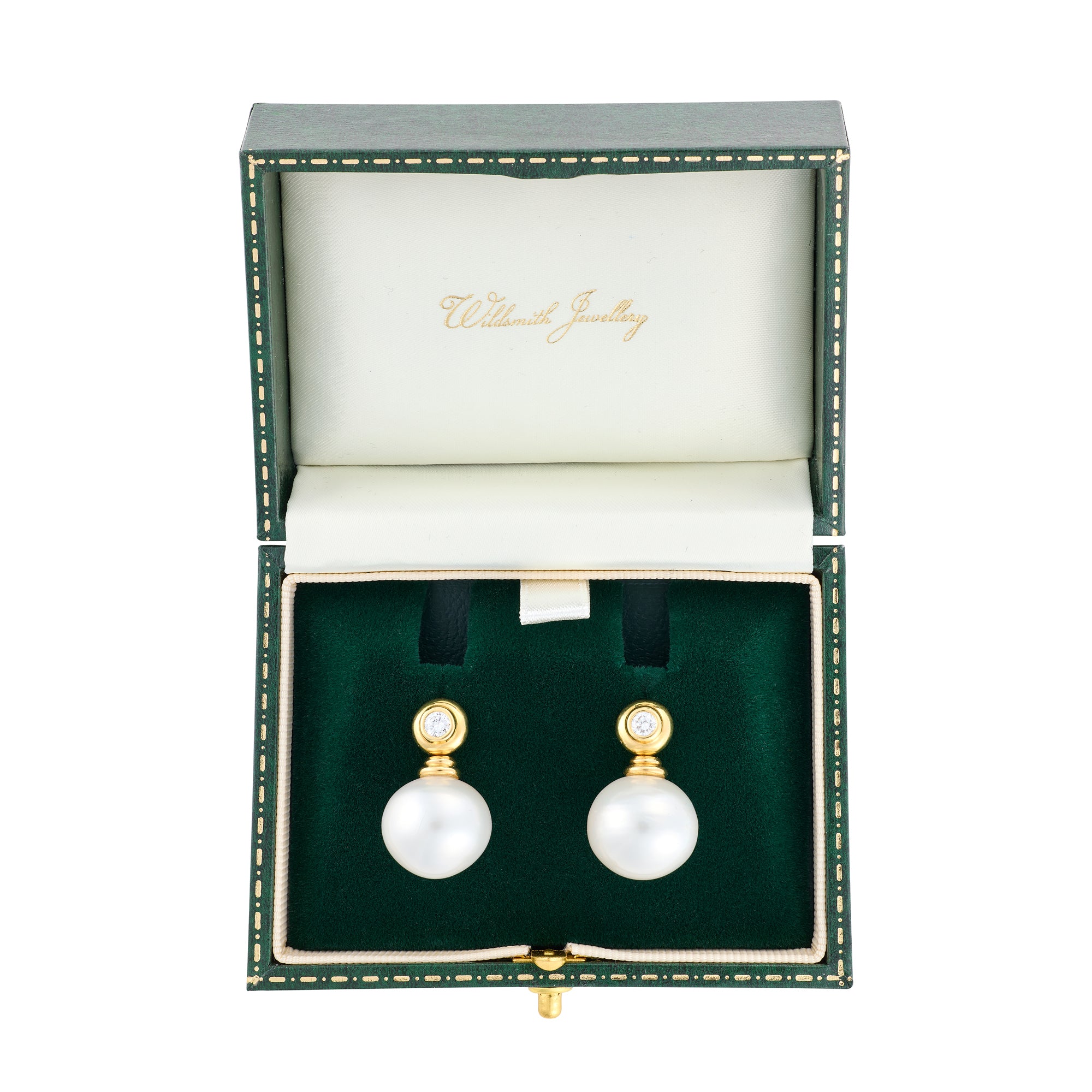 18ct Gold South Sea Pearl & Diamond Earrings - Wildsmith Jewellery