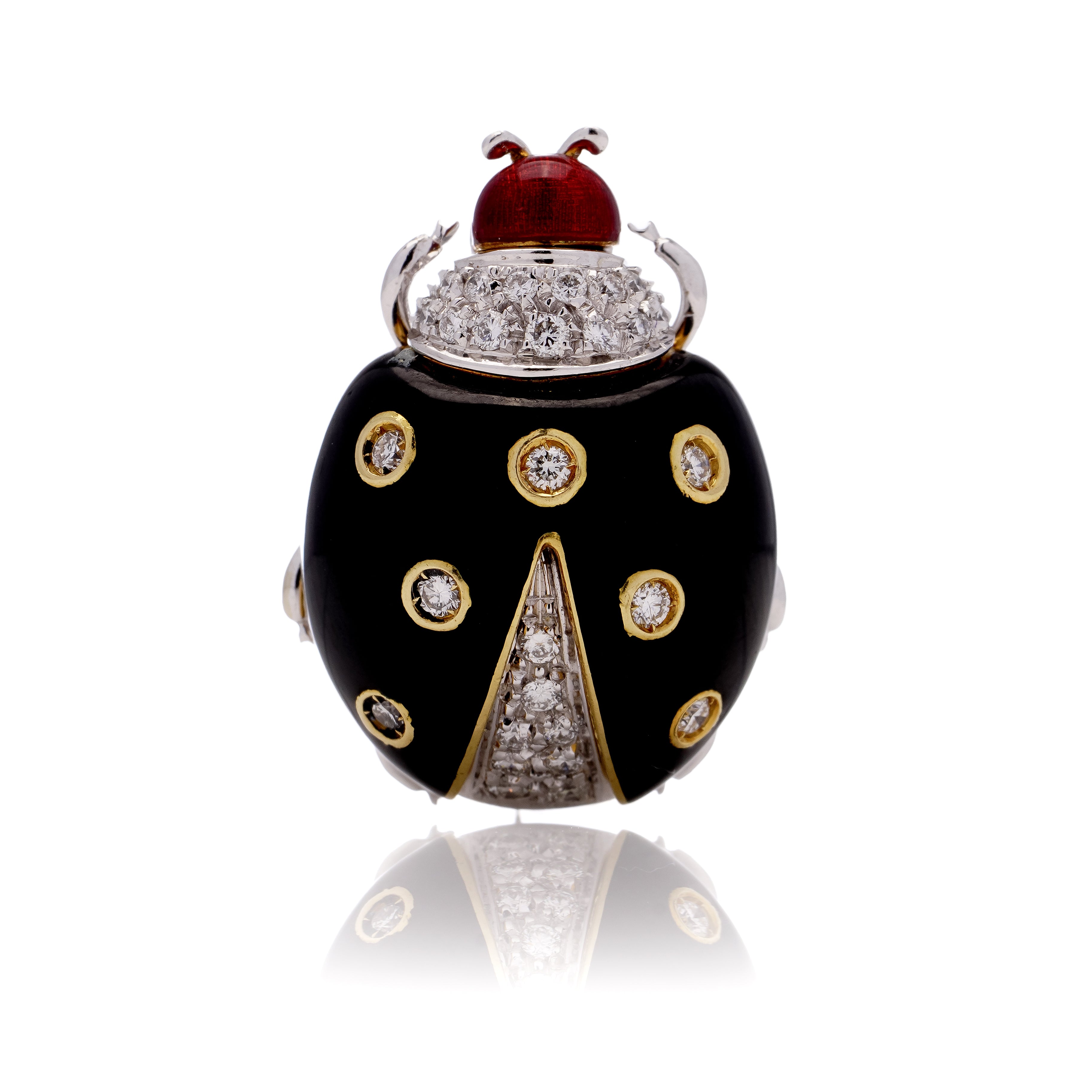 18ct Gold, Diamond & Enamel Ladybird Brooch - Wildsmith Jewellery