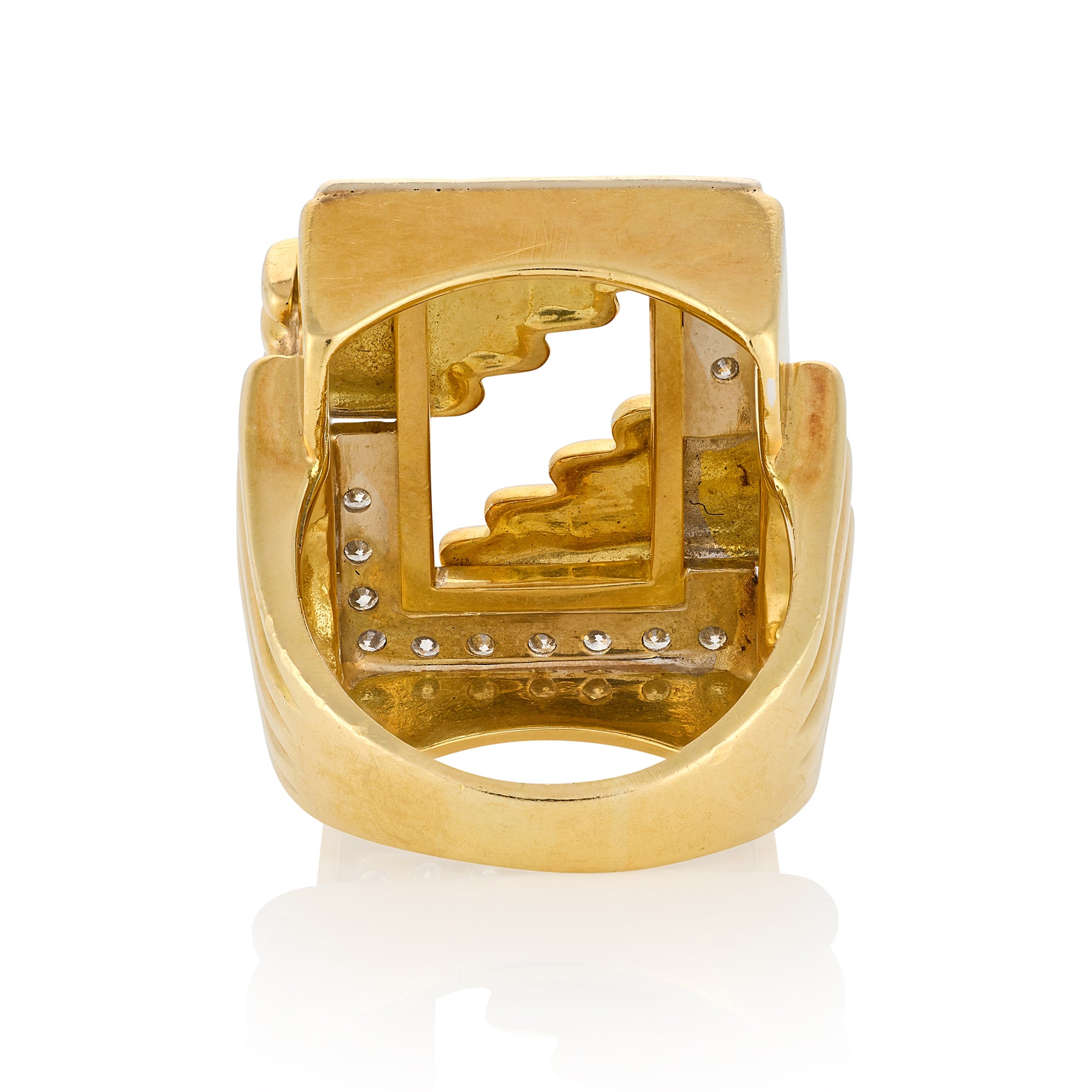 Vintage 18ct Gold & Diamond Geometric Ring - Wildsmith Jewellery