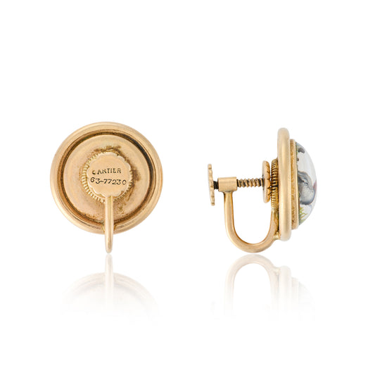 1940’s Cartier Reverse Intaglio Duck Earrings - Wildsmith Jewellery