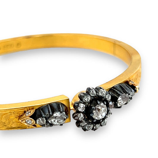 Antique Old Cut Diamond Bangle, Swedish Circa 1896 - Wildsmith Jewellery