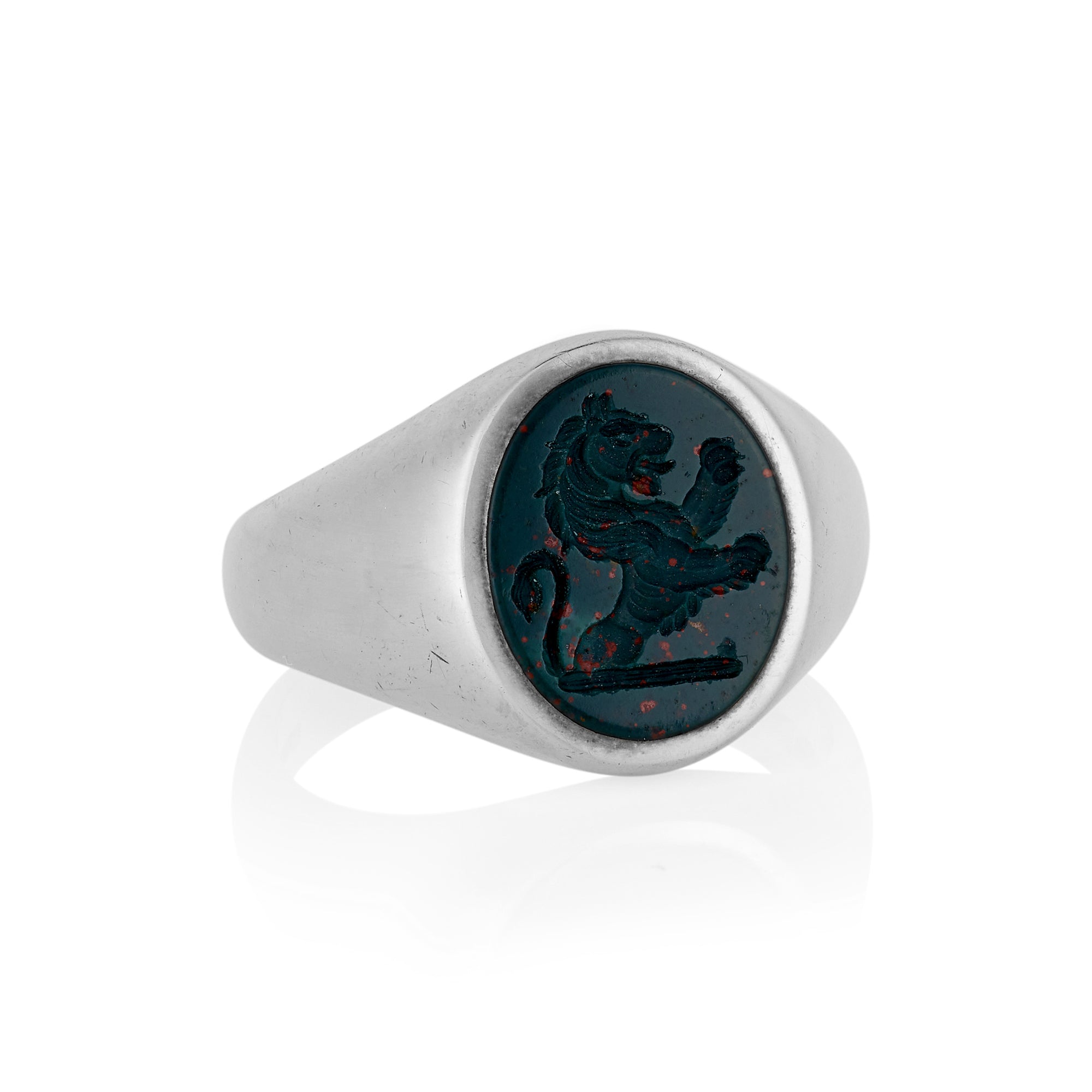 13 x 11mm Bloodstone Oxford Oval Signet Ring - Wildsmith Jewellery