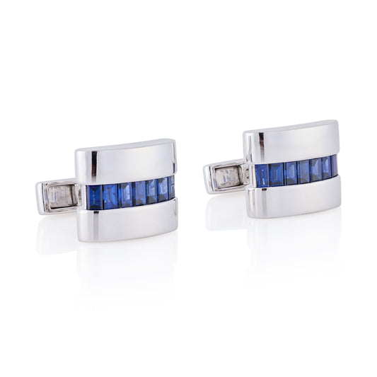 18ct White Gold & Sapphire Cufflinks by Van Cleef & Arpels - Wildsmith Jewellery