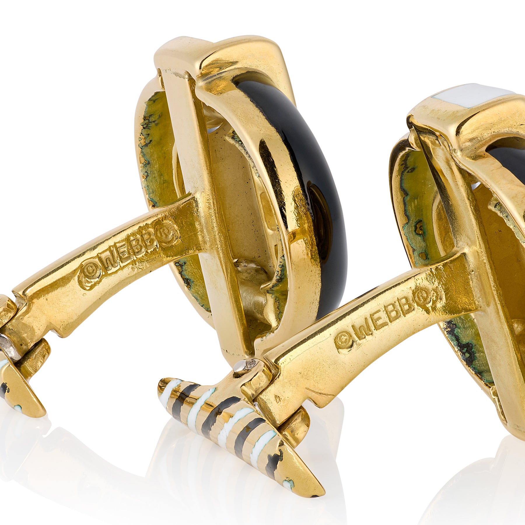 Geometric 18ct Gold & Enamel Cufflinks