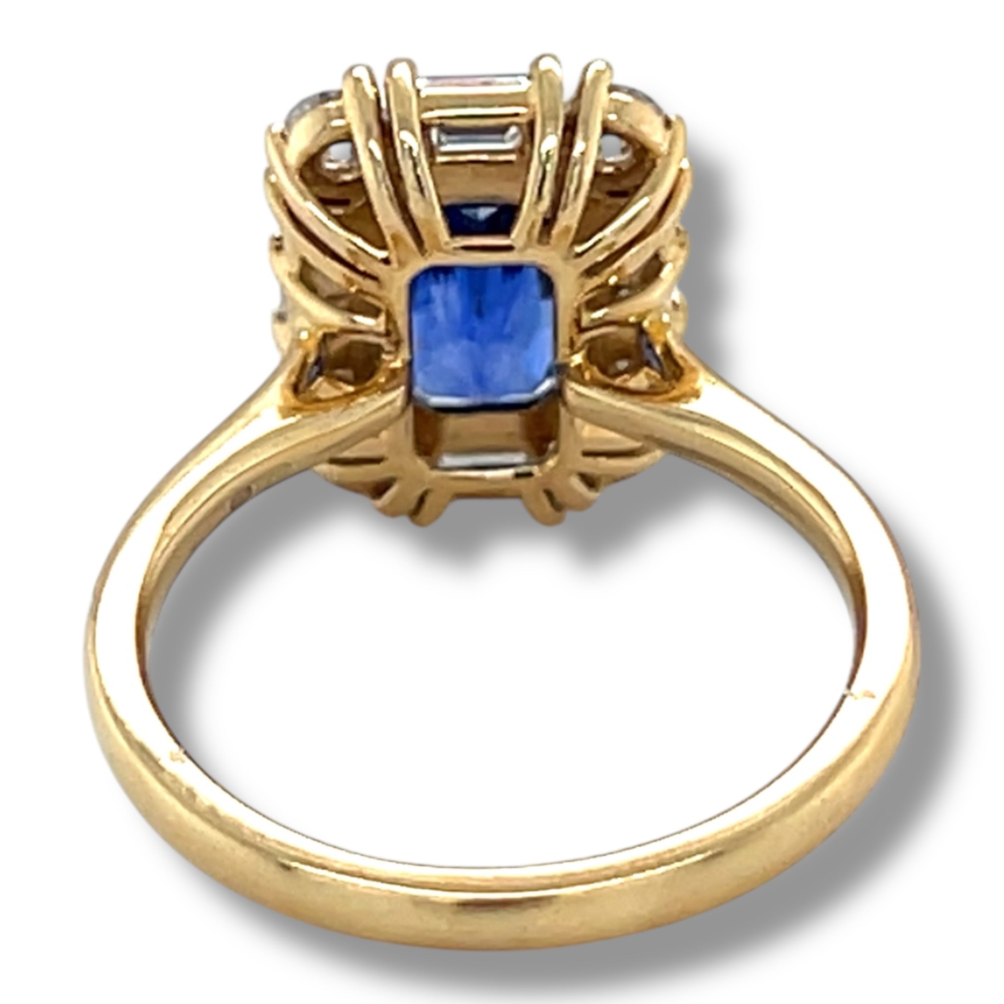 2.55ct Radiant Cut Sapphire & Diamond Ring - Wildsmith Jewellery