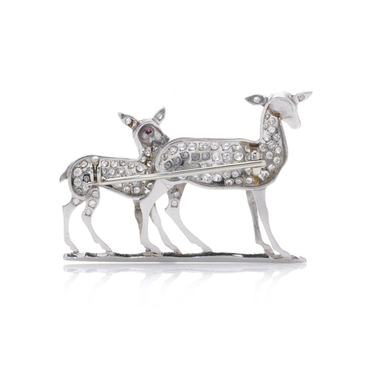 Art Deco Diamond Deer Brooch - Wildsmith Jewellery