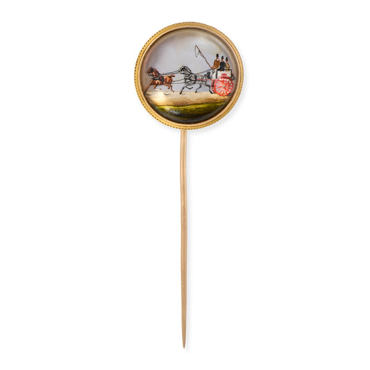 Victorian Essex Crystal Horse & Carriage Stickpin by Tiffany & Co *RARE* - Wildsmith Jewellery