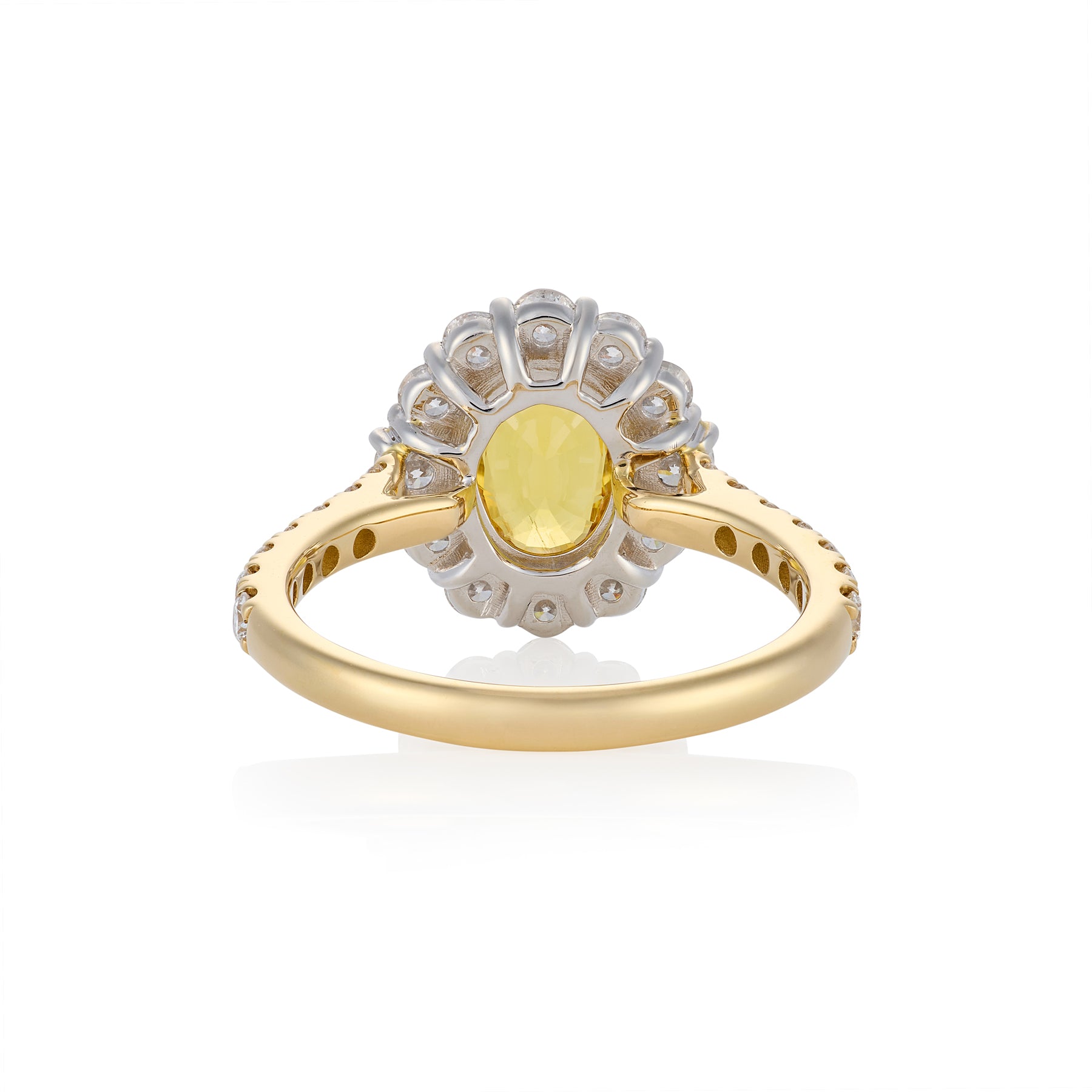 Golden Sapphire & Diamond Cluster Ring - Wildsmith Jewellery
