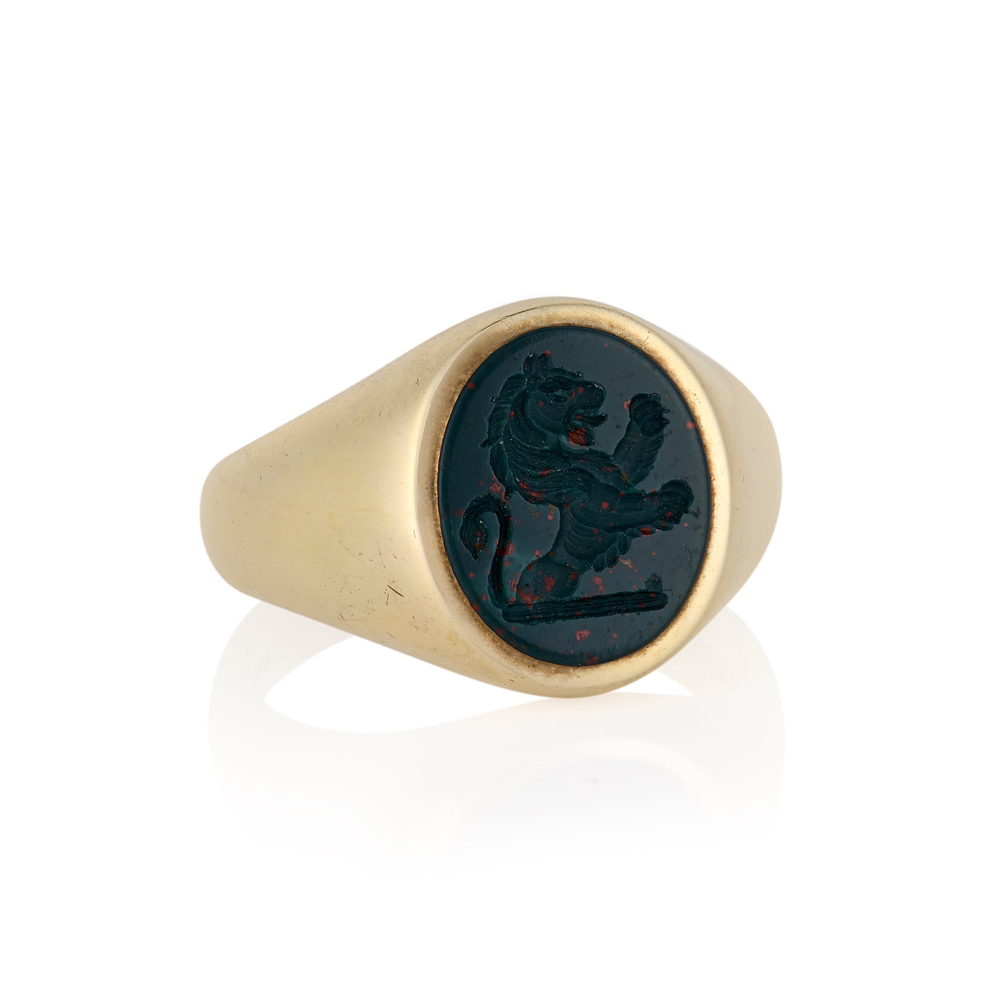 13 x 11mm Bloodstone Oxford Oval Signet Ring - Wildsmith Jewellery