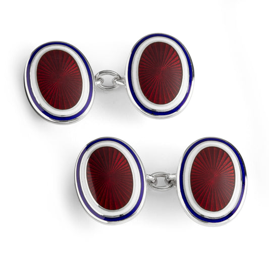 Hand Enameled Sterling Silver "Sunburst" Cufflinks - Wildsmith Jewellery