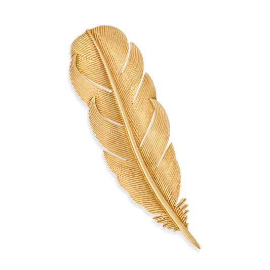 Hermes 18ct Gold Feather Brooch, 1950's - Wildsmith Jewellery