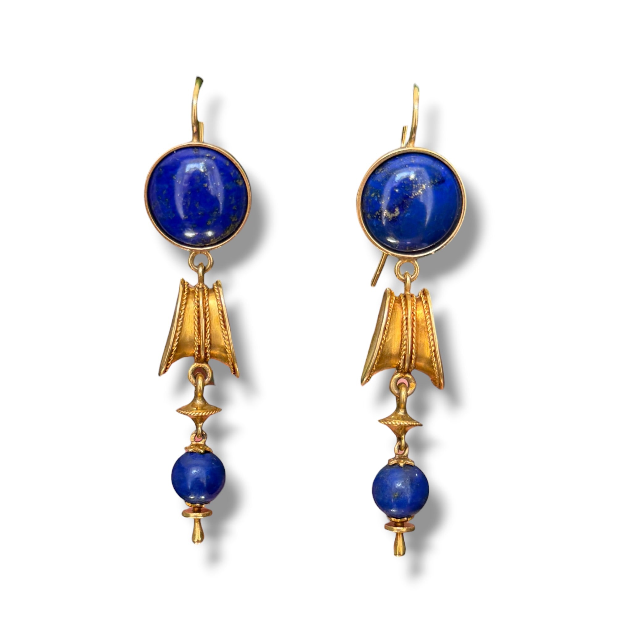 1970's Lapis Lazuli & 18ct Gold Drop Earrings