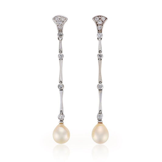 Pearl & Diamond Drop Earrings - Wildsmith Jewellery