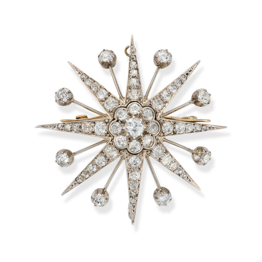 Victorian Diamond Star Brooch / Pendant