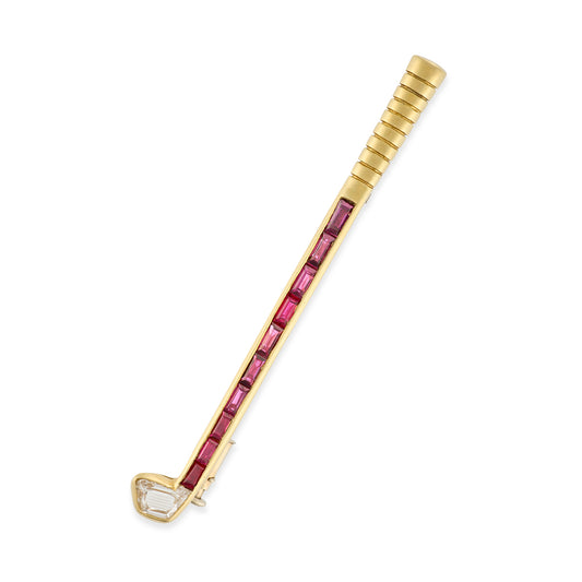 Ruby & Diamond Golf Club Brooch - Wildsmith Jewellery