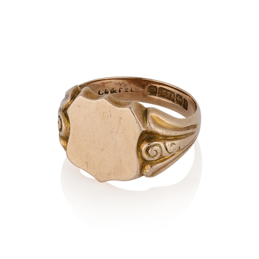 9ct Gold Shield Signet Ring from 1910 - Wildsmith Jewellery