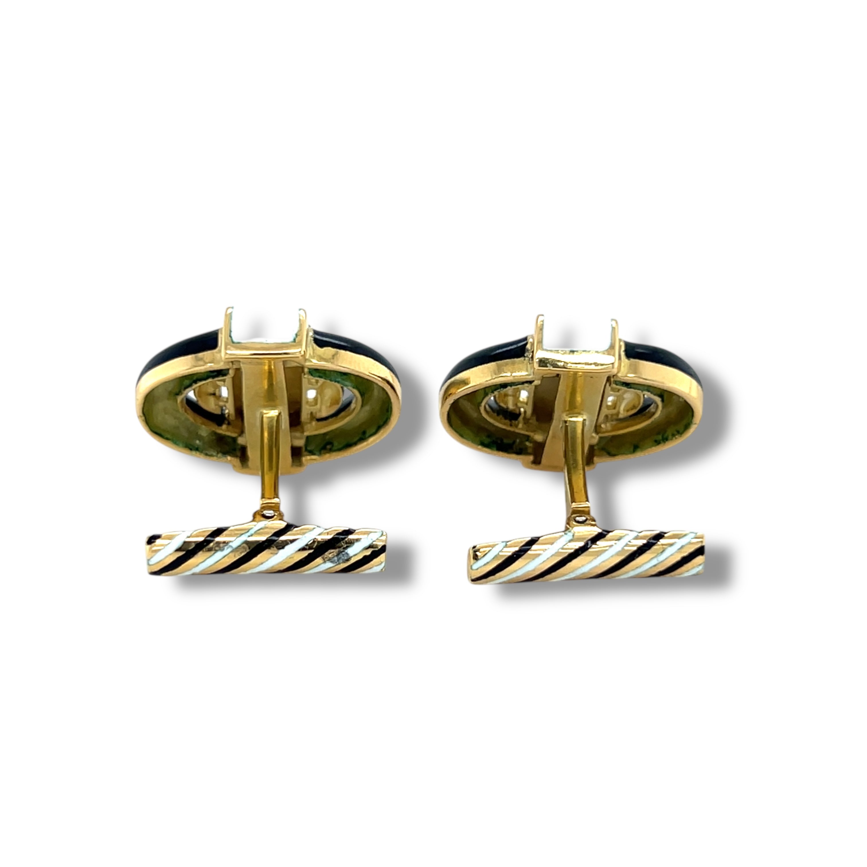 Geometric 18ct Gold & Enamel Cufflinks