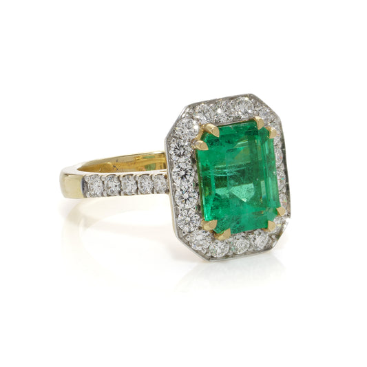 Emerald & Diamond Cluster Ring - Wildsmith Jewellery