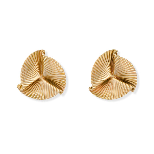 1950s 14ct Gold Fan Earrings