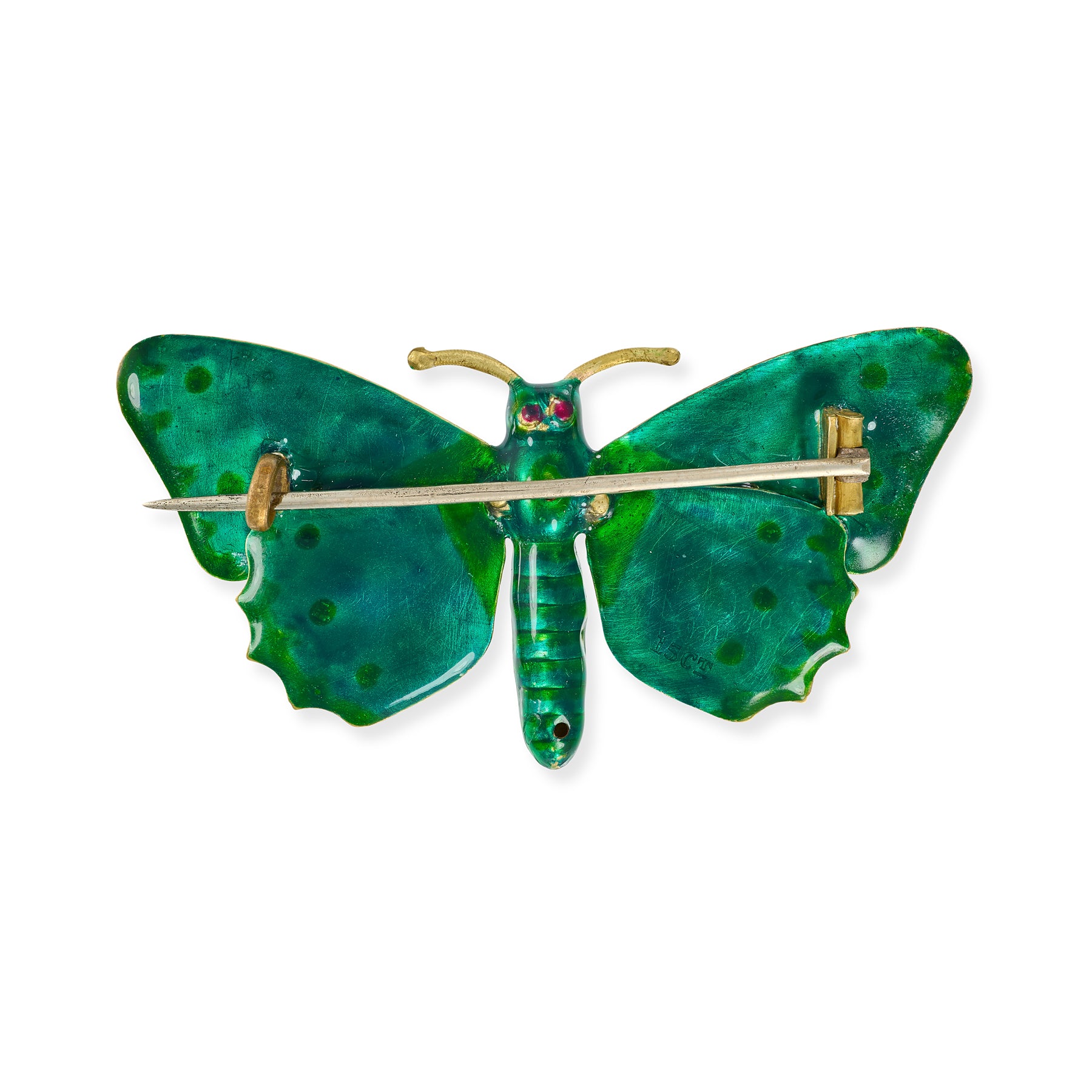 Arts & Crafts Enamel Butterfly 15ct Gold - Wildsmith Jewellery