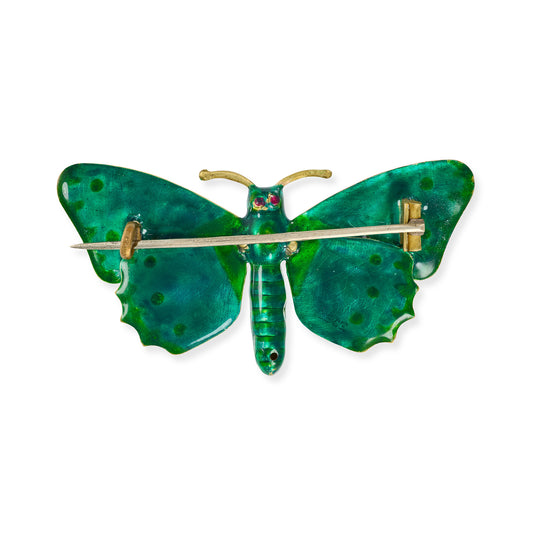 Arts & Crafts Enamel Butterfly 15ct Gold - Wildsmith Jewellery