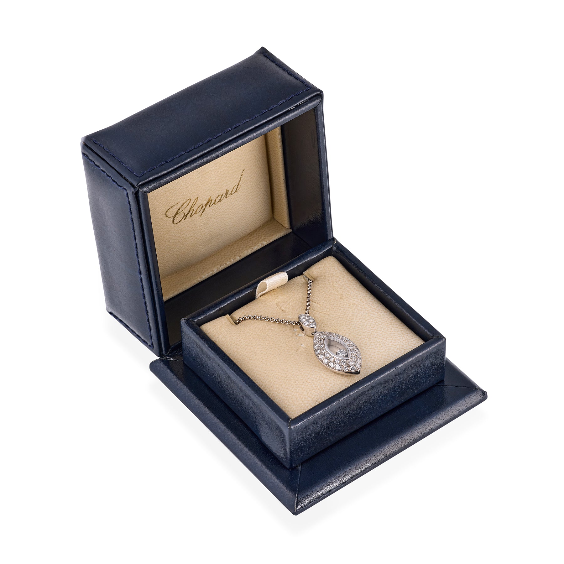 Chopard 18k White Gold Happy Diamond Marquise Necklace