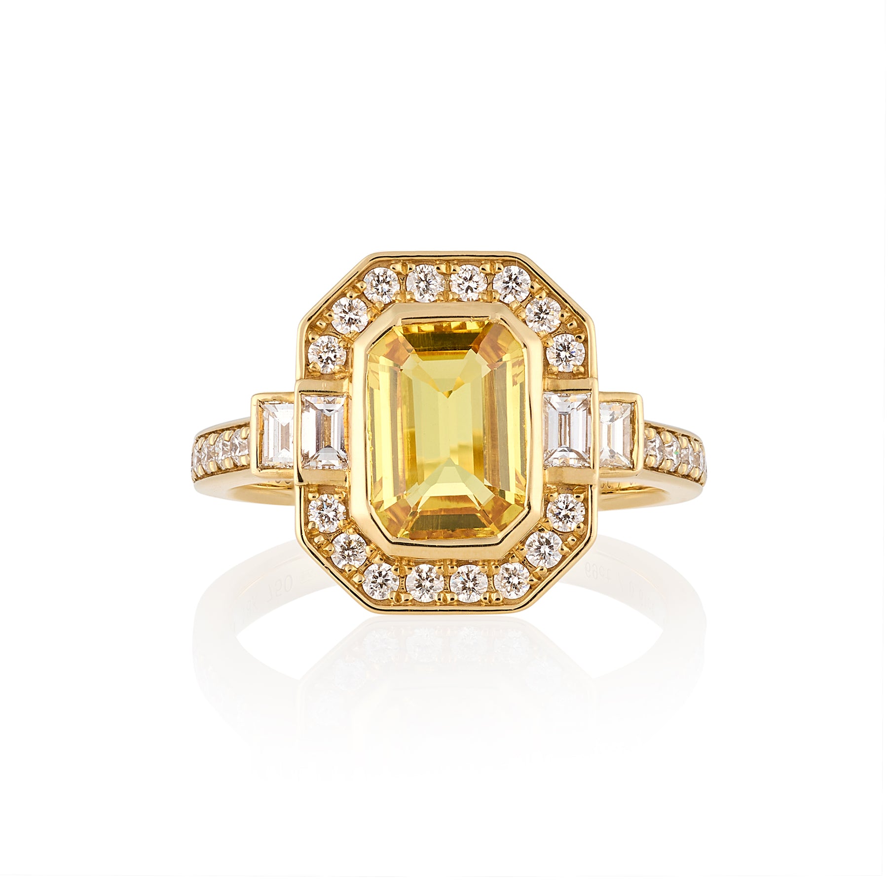 Art Deco Golden Sapphire & Diamond Ring - Wildsmith Jewellery