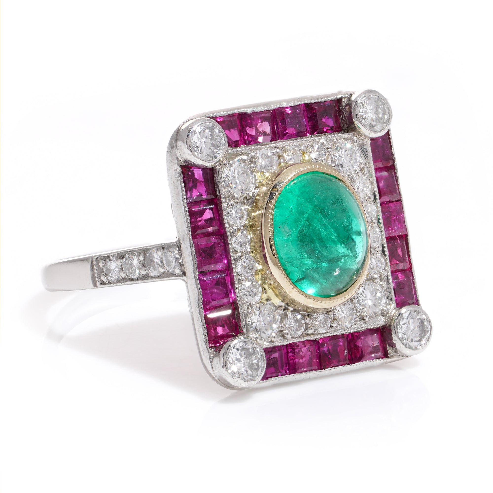 Emerald, Ruby & Diamond Ring - Wildsmith Jewellery