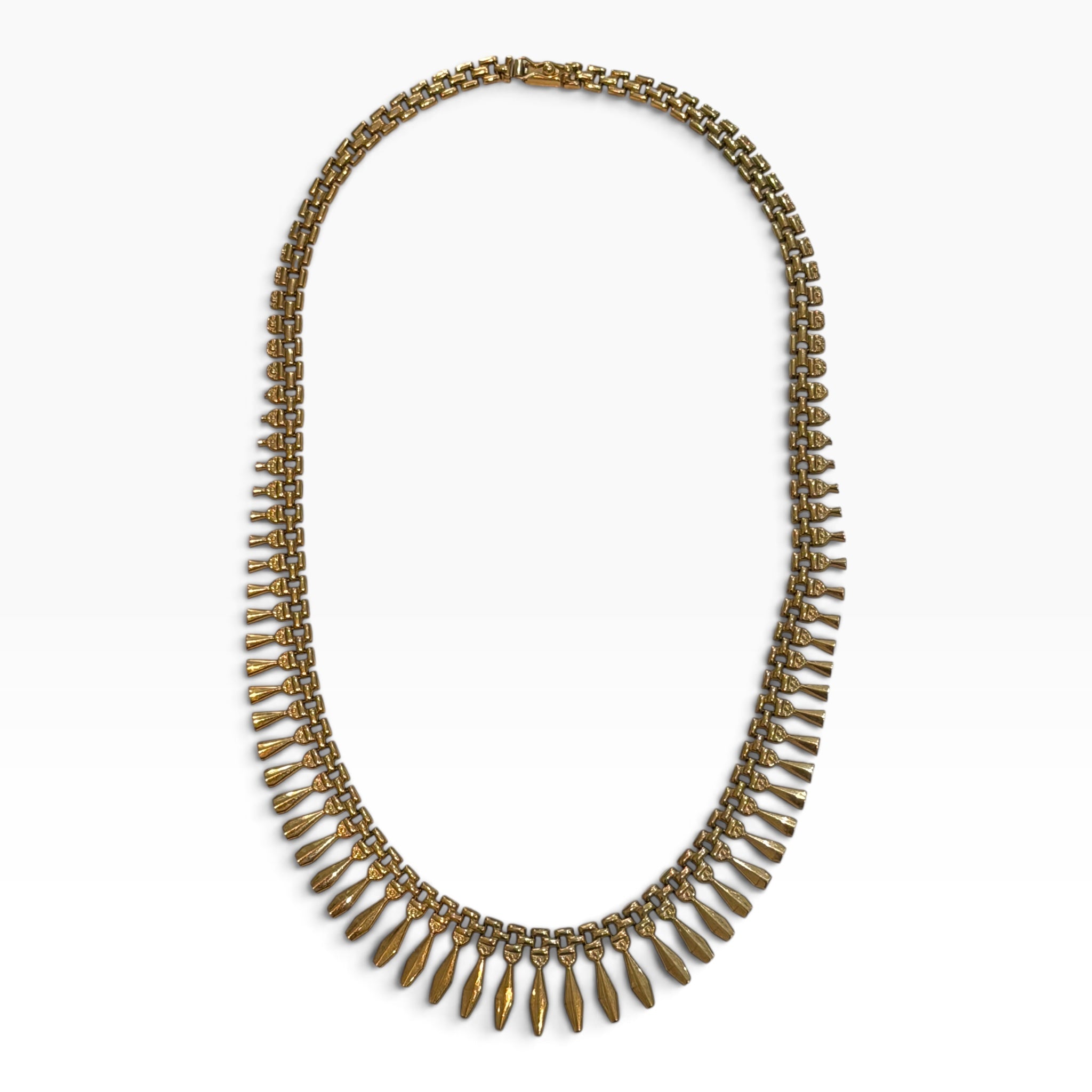 Vintage 9ct Gold Cleopatra Fringe Necklace, c.1960
