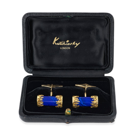1970s 18ct Gold & Lapis Lazuli Cufflinks by Kutchinsky - Wildsmith Jewellery