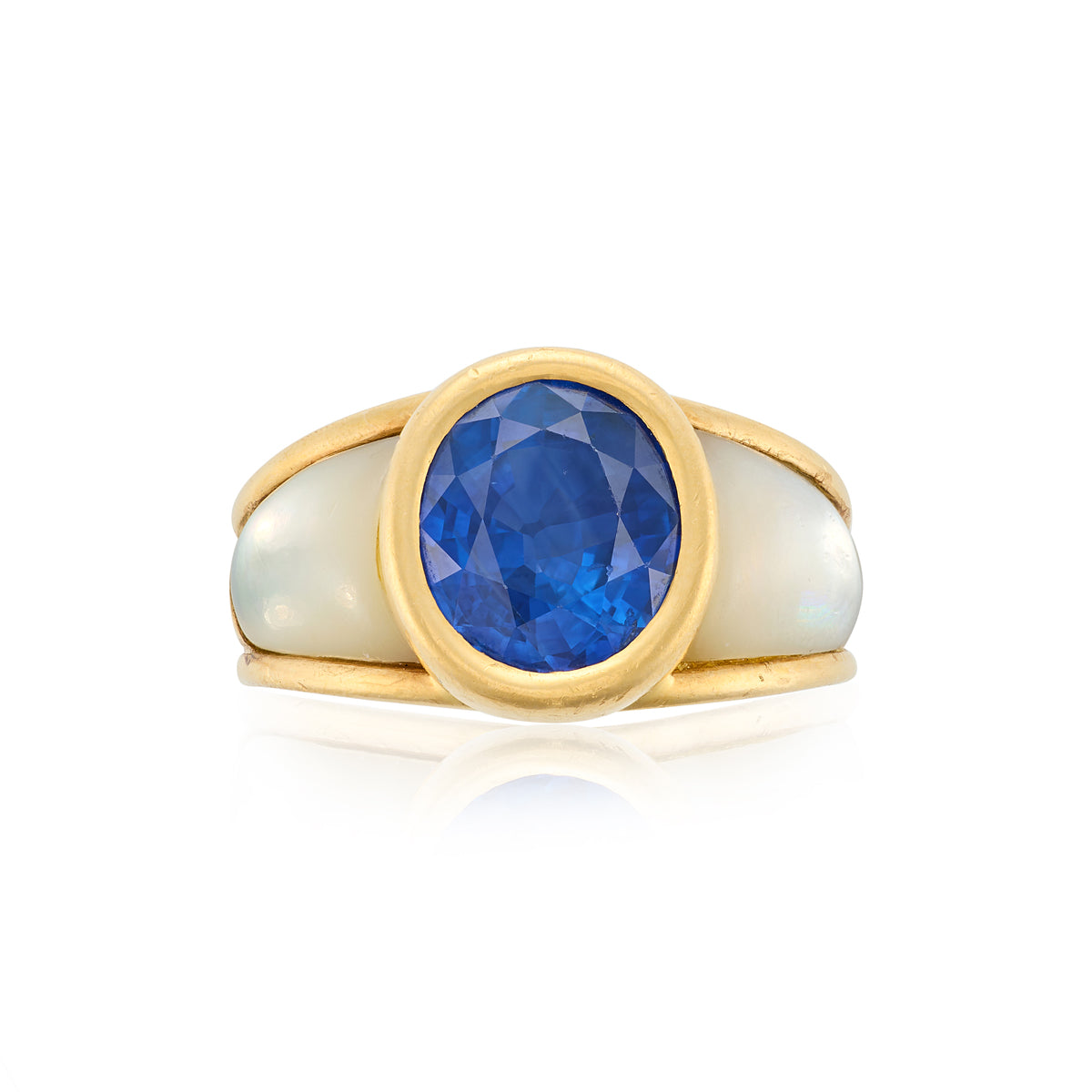 Vintage Sapphire & Mother of Pearl "Nadia" Ring by Mauboussin Paris - Wildsmith Jewellery
