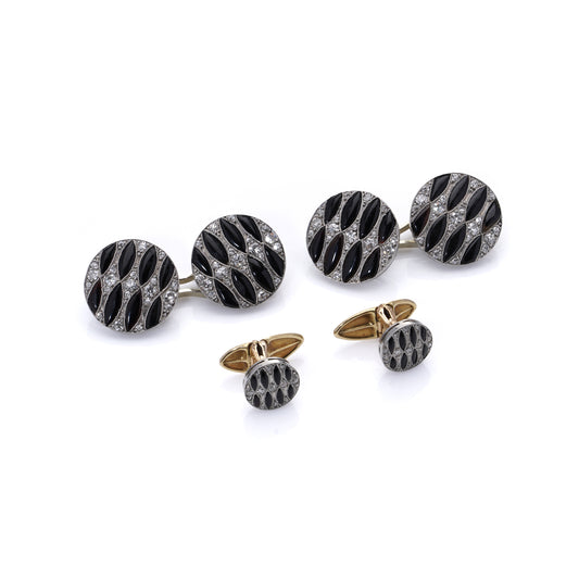 1920's French Art Deco Cufflinks and Dress Studs - Wildsmith Jewellery