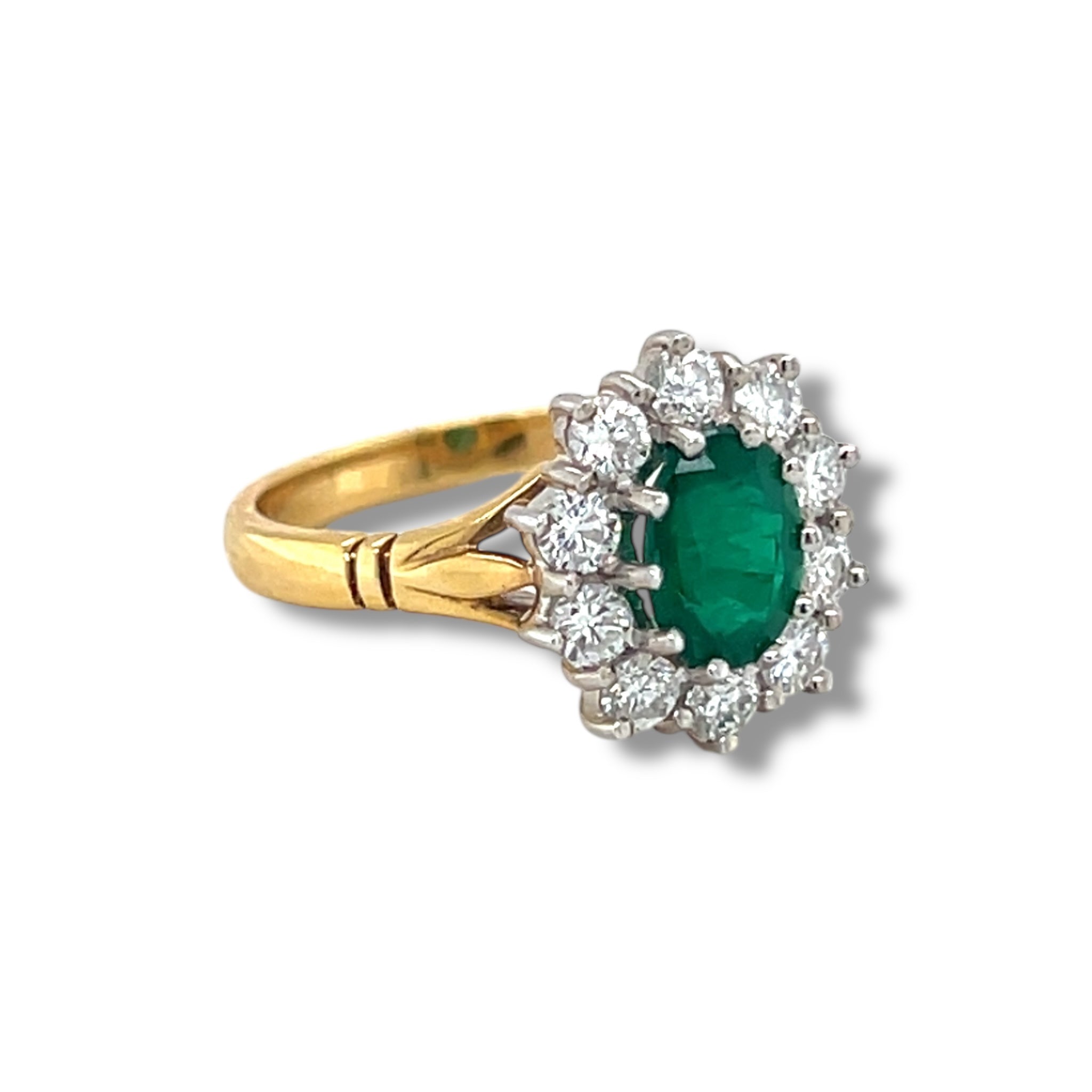 Emerald and Diamond Cluster Engagement Ring - Wildsmith Jewellery
