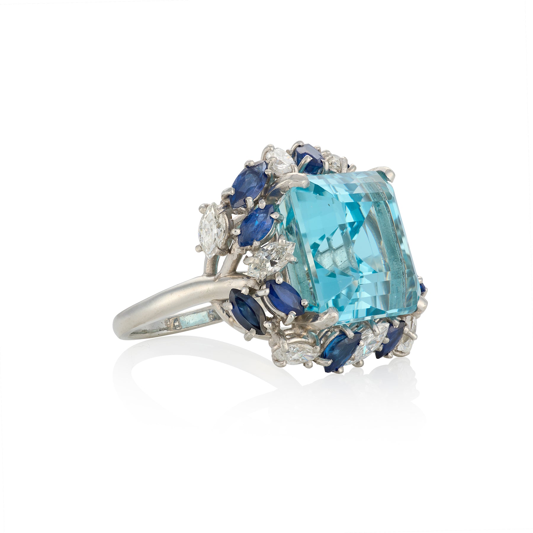 Vintage Aquamarine, Sapphire & Diamond Cocktail Ring