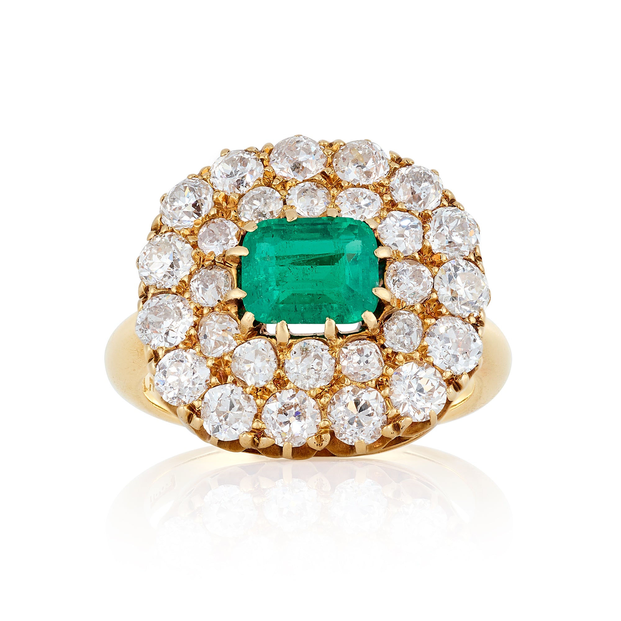Victorian Emerald & Diamond Cluster Ring