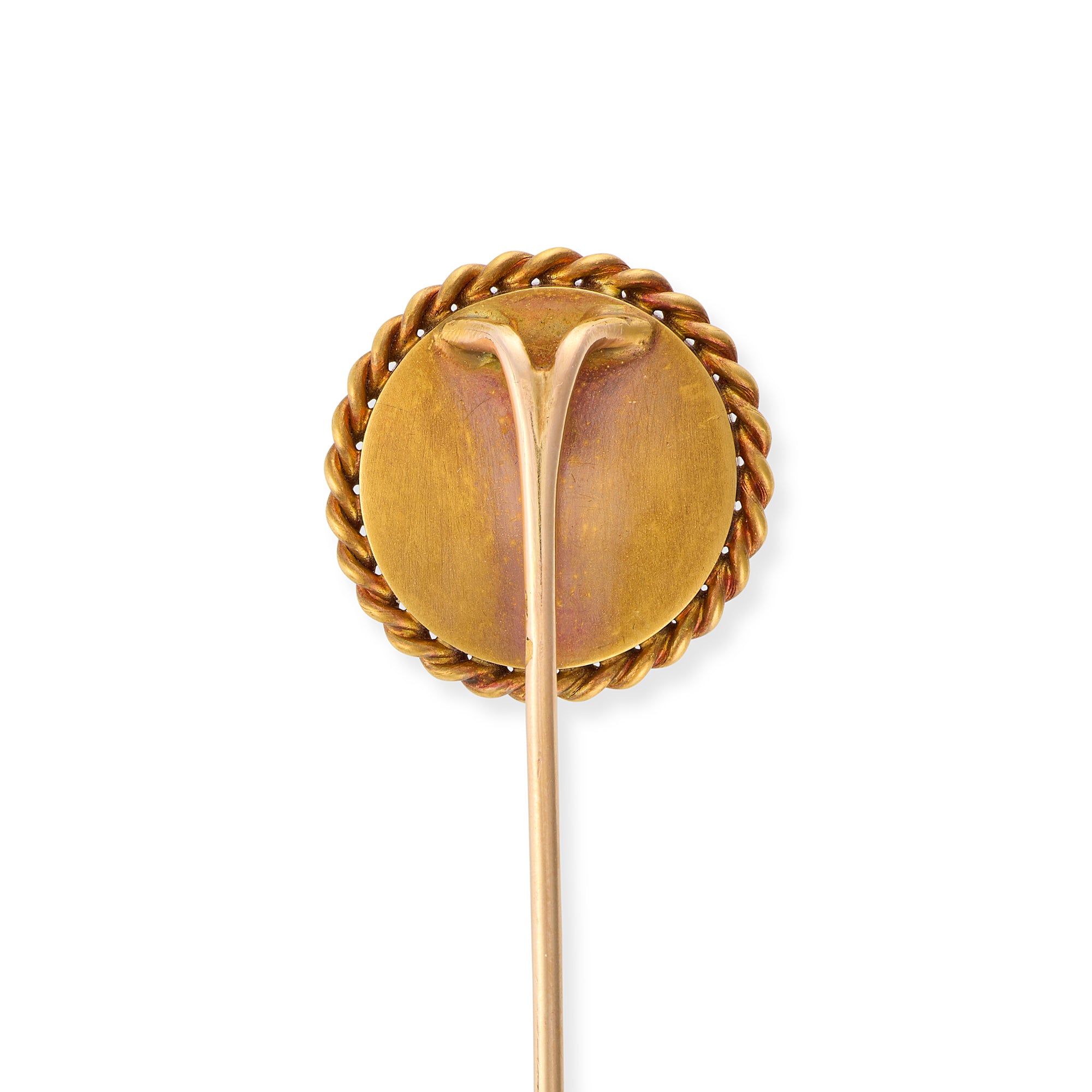Belle Époque Reverse Intaglio Crystal Stickpin of A Jockey on Horseback - Wildsmith Jewellery