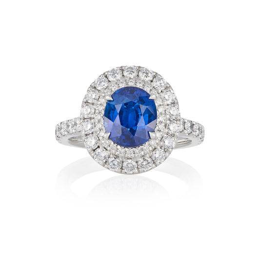 2.21ct Oval Sapphire & Diamond Cluster Ring - Wildsmith Jewellery