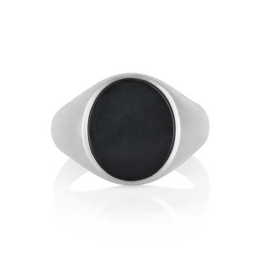 10.5 x 8mm Onyx Oxford Oval Signet Ring - Wildsmith Jewellery