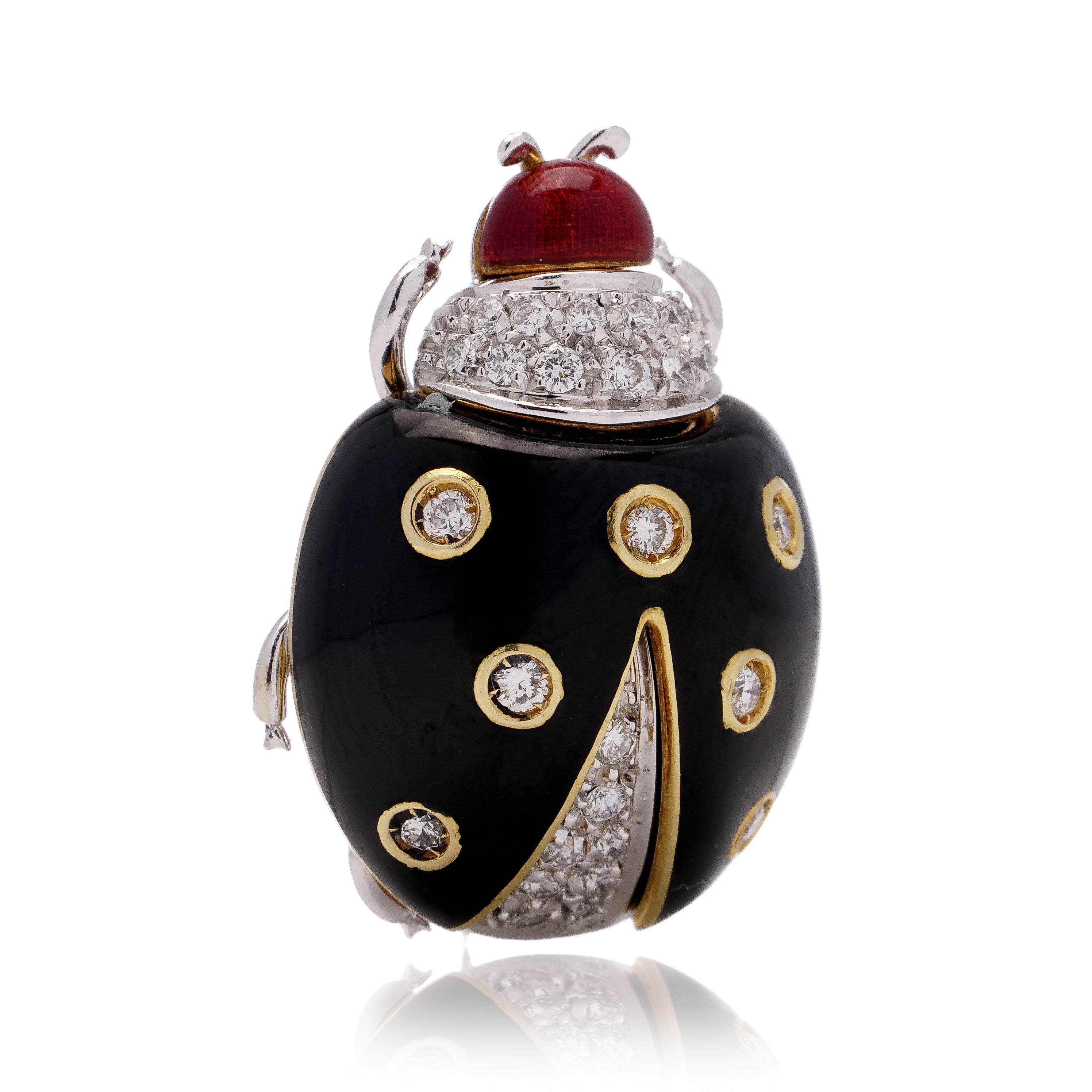 18ct Gold, Diamond & Enamel Ladybird Brooch - Wildsmith Jewellery