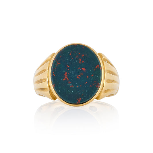 18ct Yellow Gold & Bloodstone Signet Ring by Charles Green - Wildsmith Jewellery