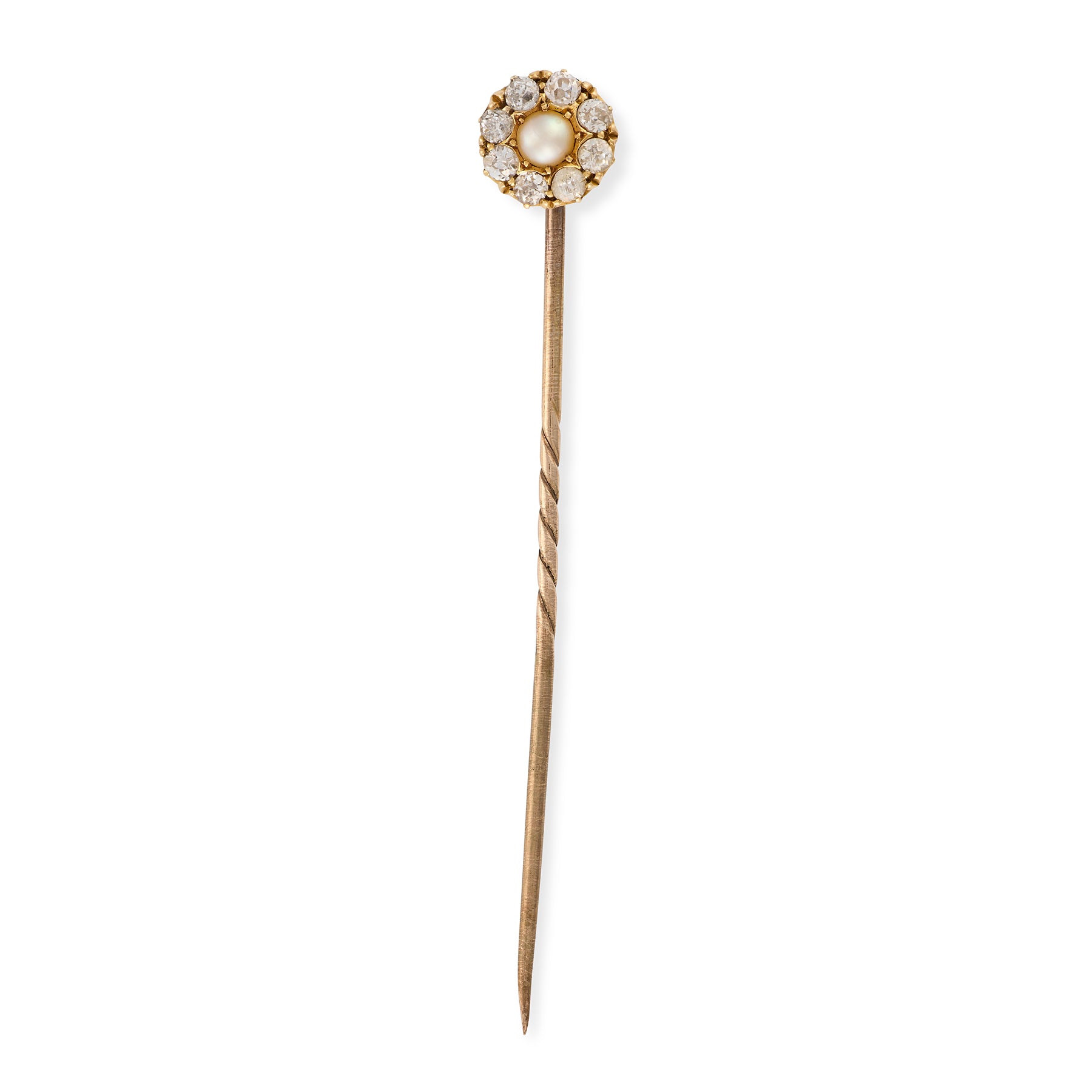 Natural Pearl & Diamond Cluster Stickpin
