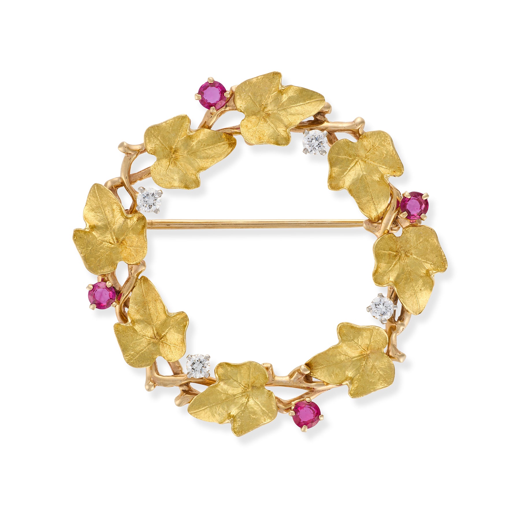 Vintage Cartier Ruby & Diamond Wreath Brooch